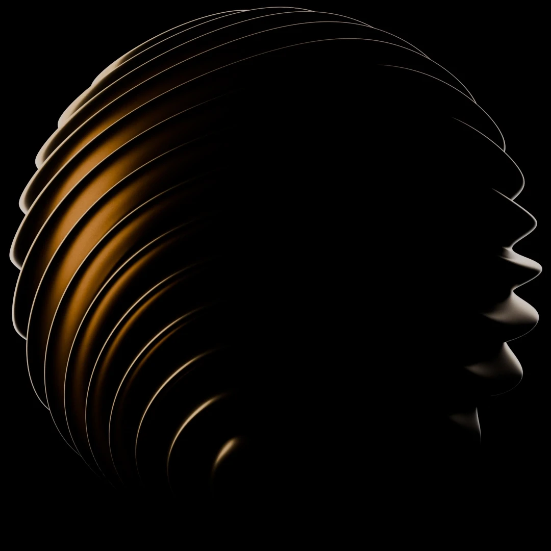 Abstract layered 3D sphere design for AI-powered digital finance or fintech platform