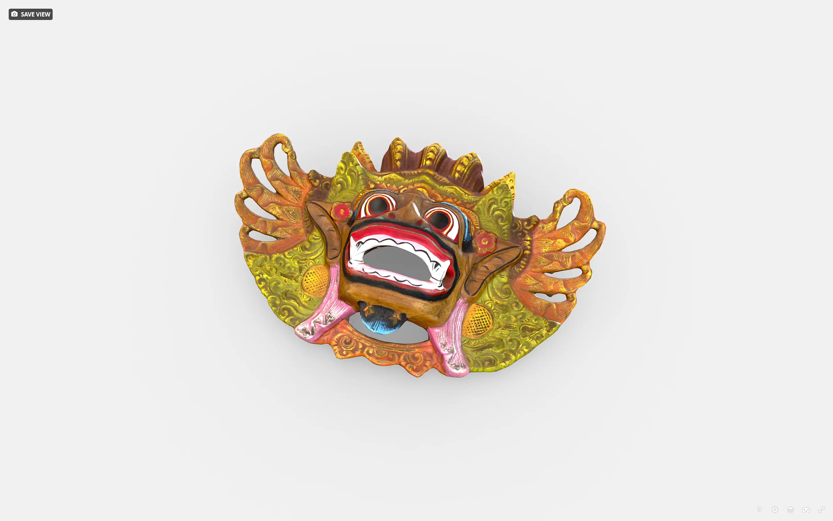 Screenshot of 3D model of Balinese colorful mask.