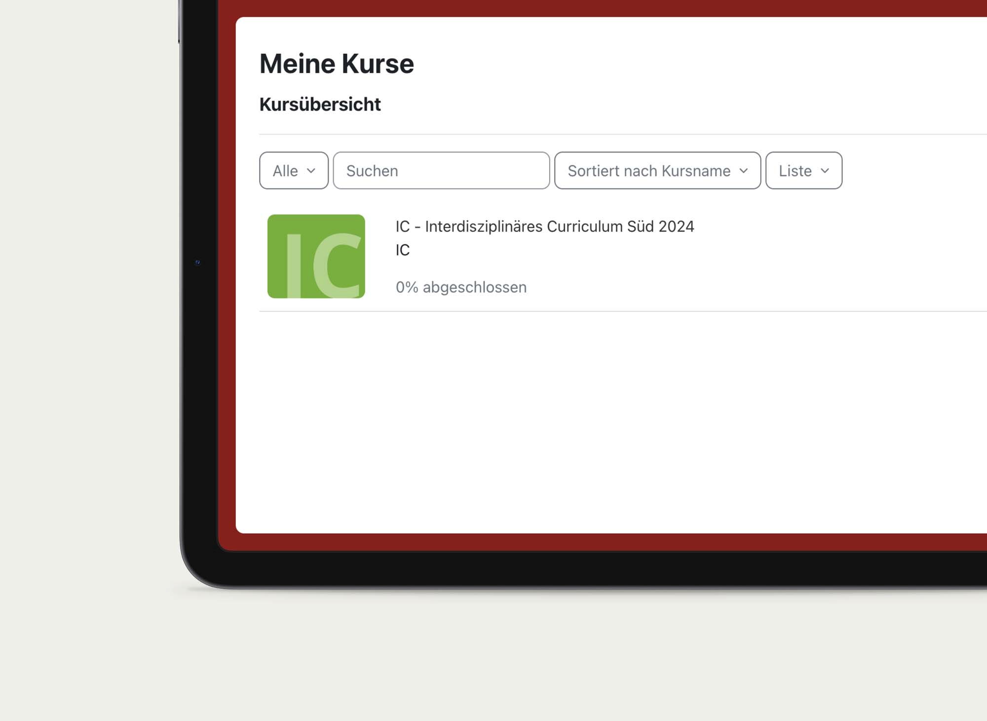 Mockup Tablet für die WPO Weiterbildung