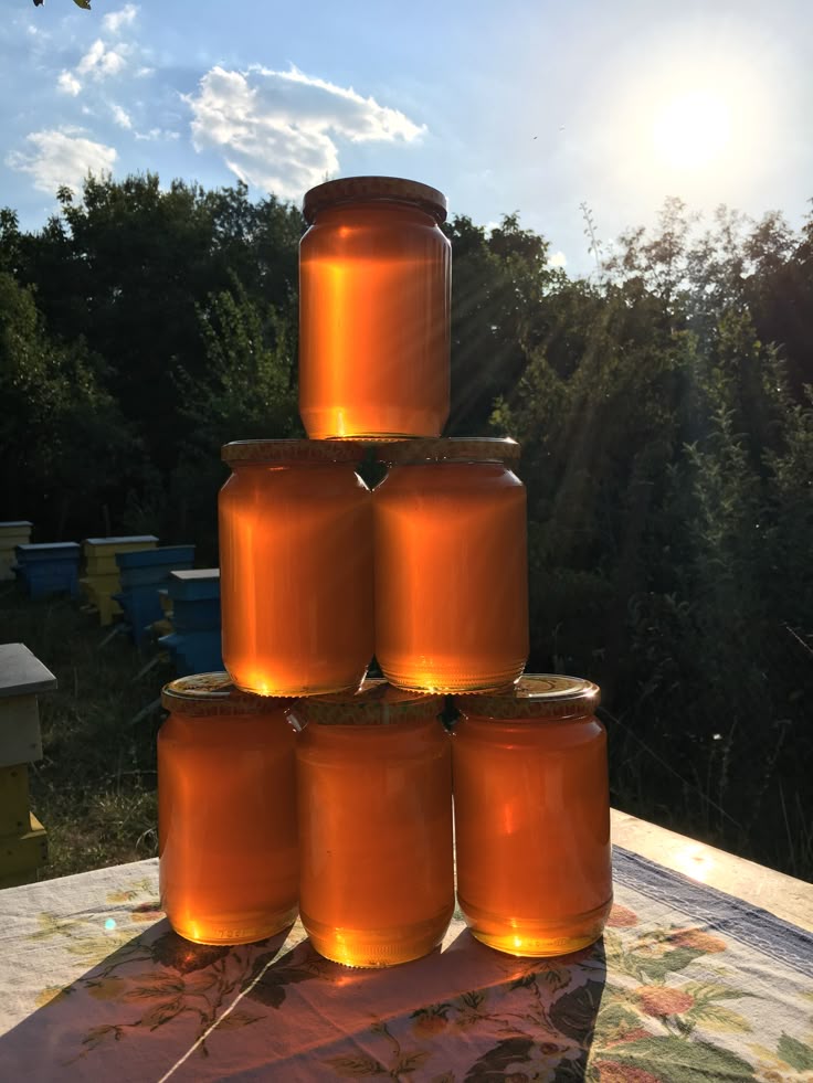 Jar of raw natural honey from local beekeepers