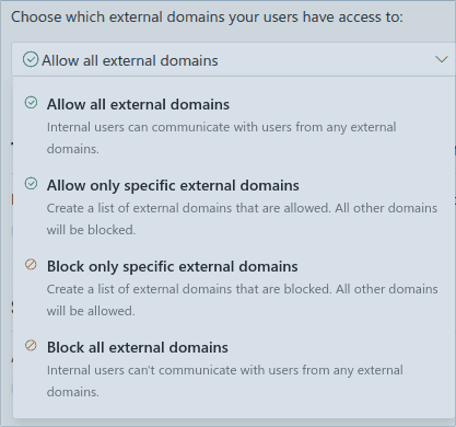 Settings to control external communications