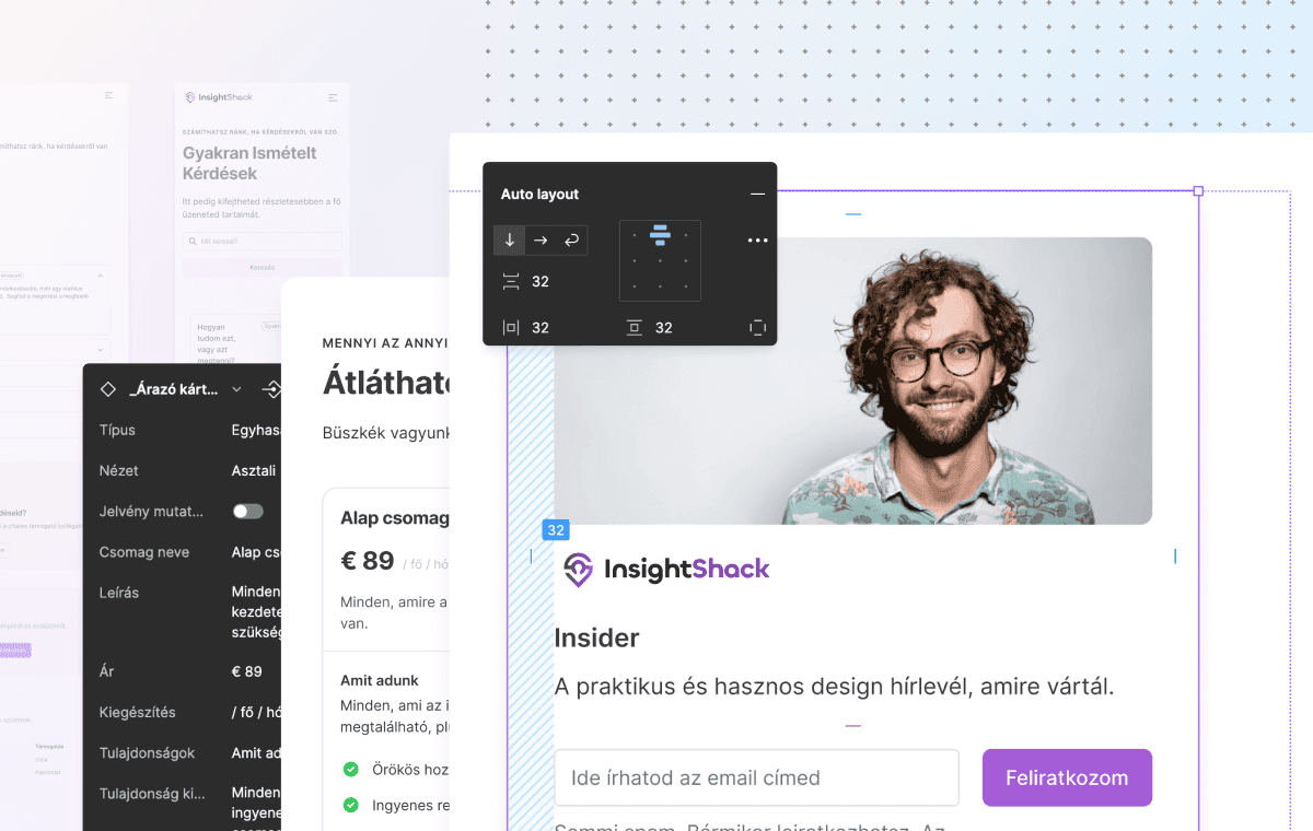 Felületi elemek a Figma Design Systemben.