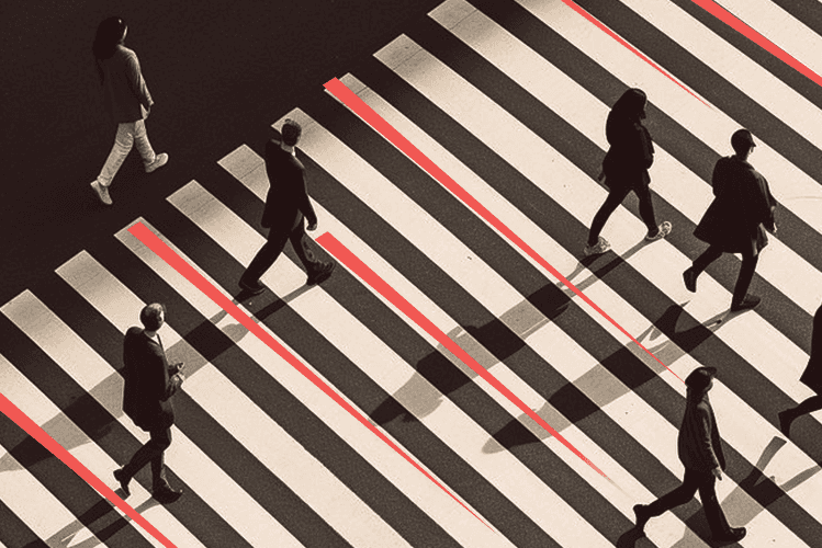 Pedestrians walking at a Crossroad