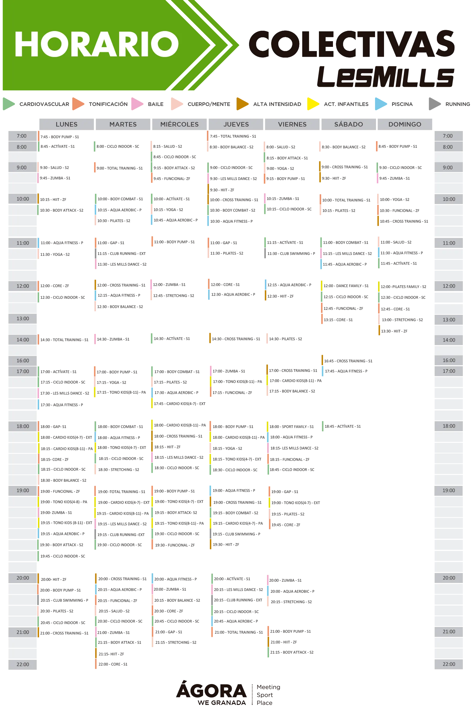 horario de actividades de ágora we granada
