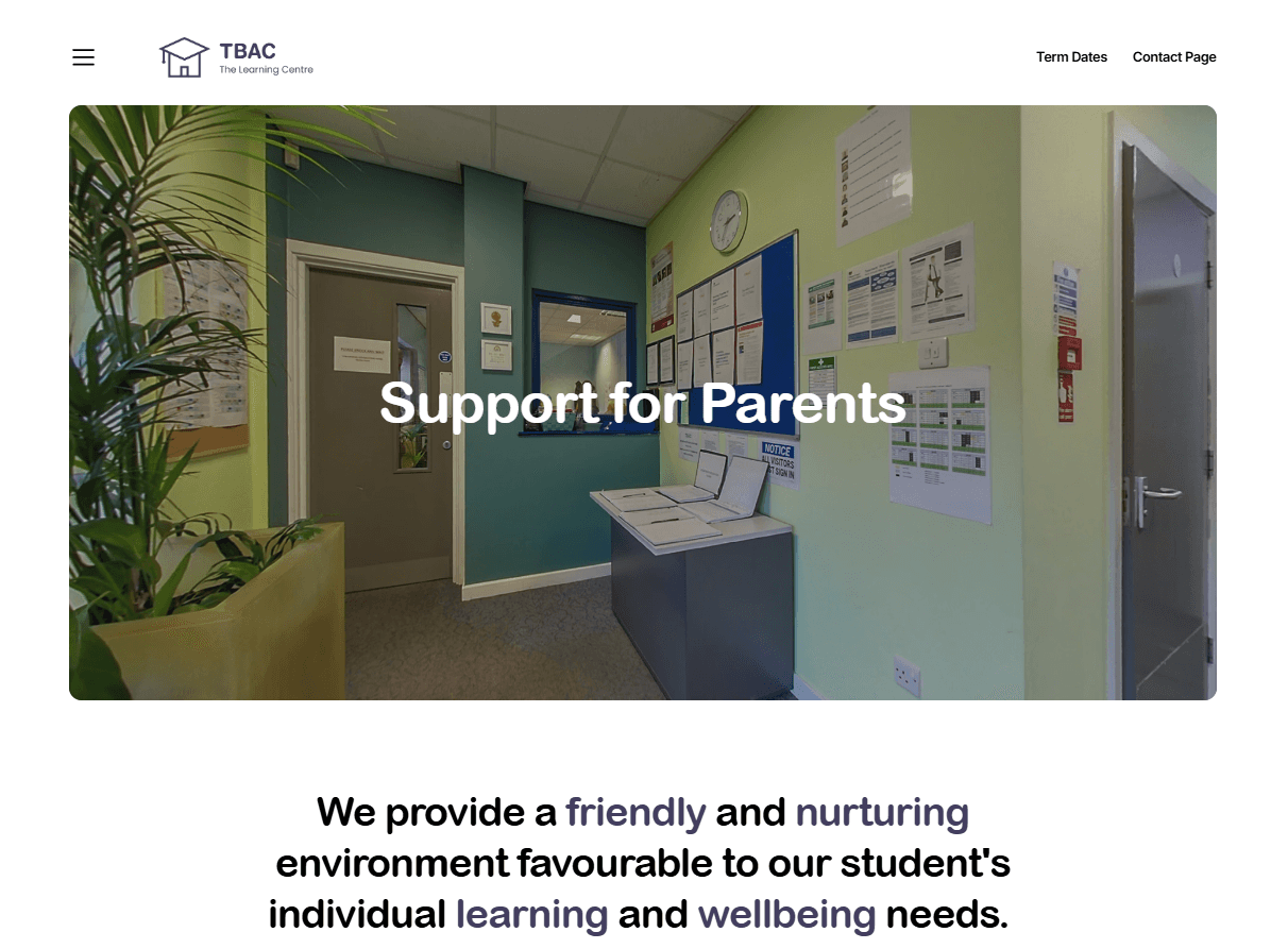 A screenshot of the TBAC website. 