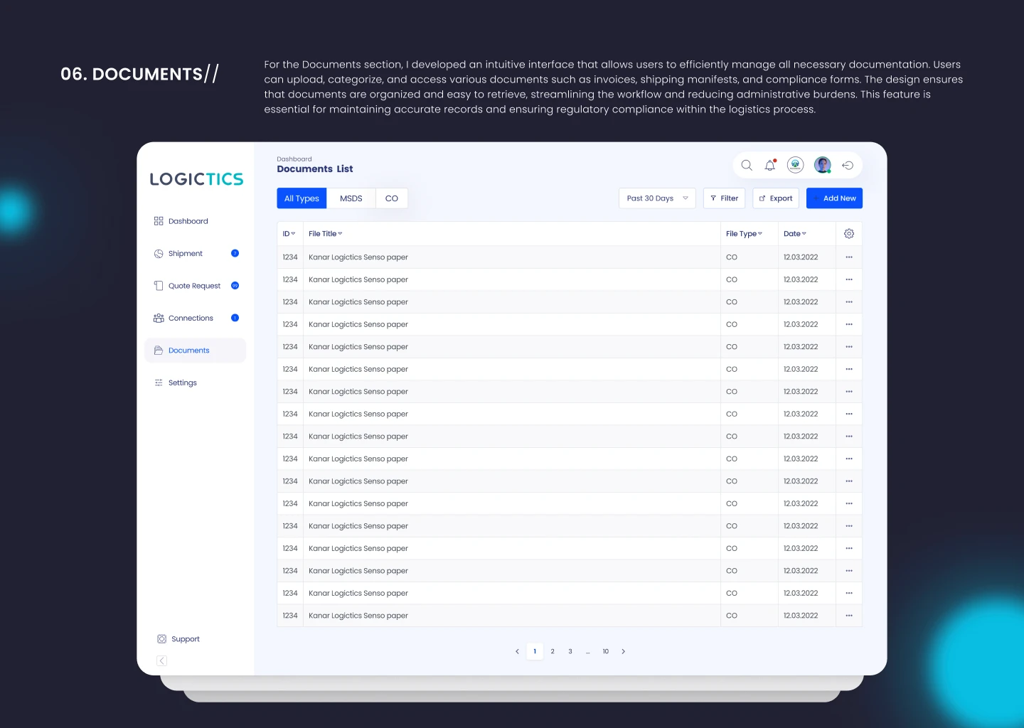 Logictics SaaS Design