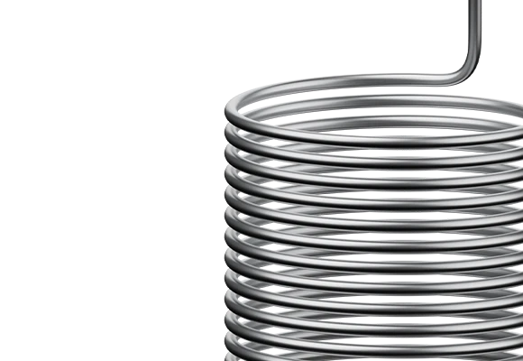 3D render of a stainless steel coil