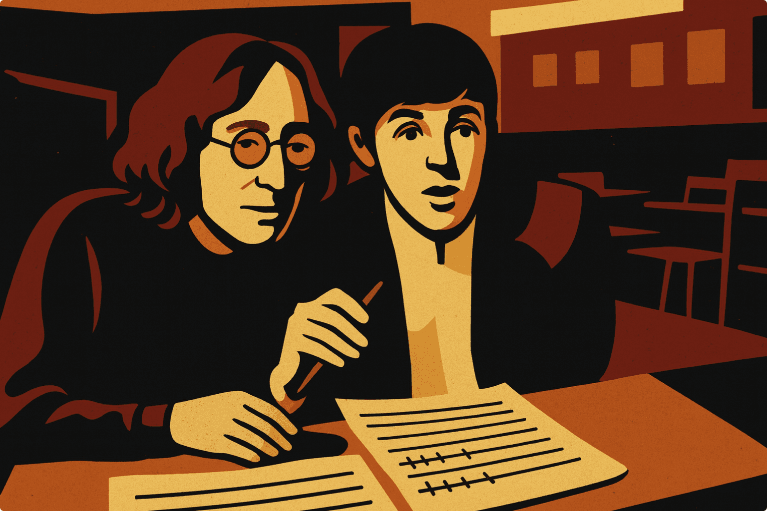 Podcaster with paper