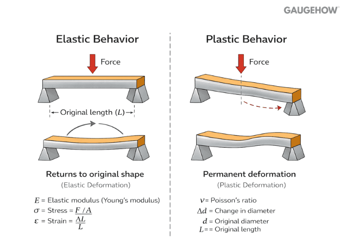elastic vs plastic deformation diagram