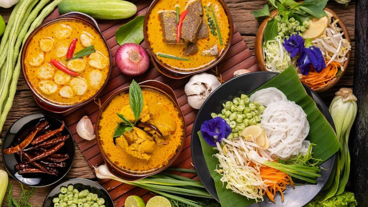 Traditional curry and noodles