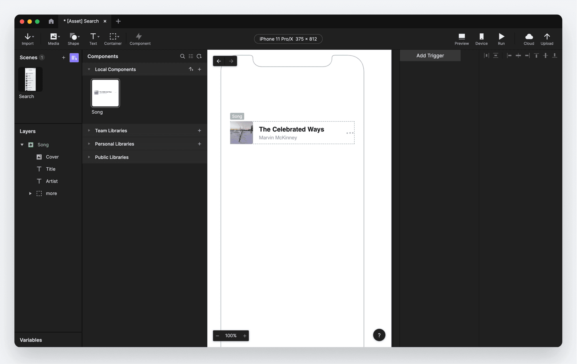 Go to the Component Scene