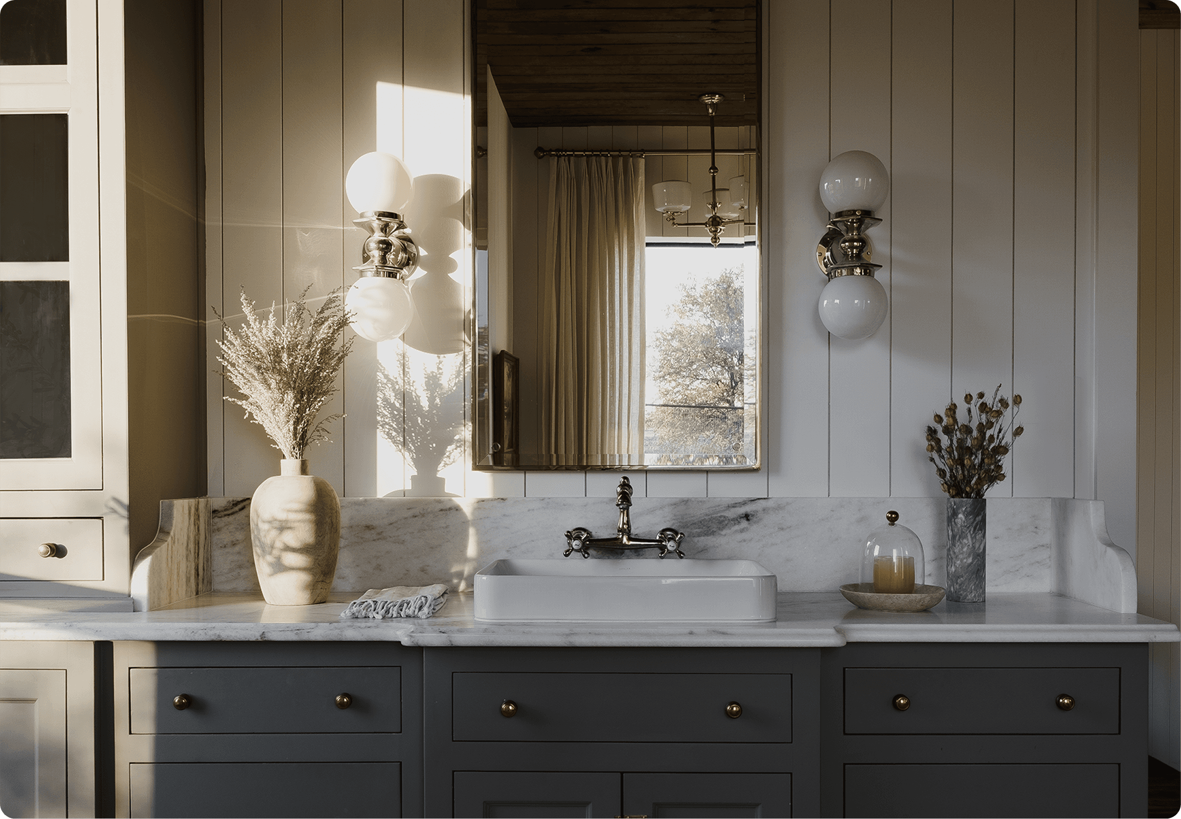 Fashion collage featuring 2017 collections from JW Anderson, Valentino, and Simone Rocha with tropical palm leaves