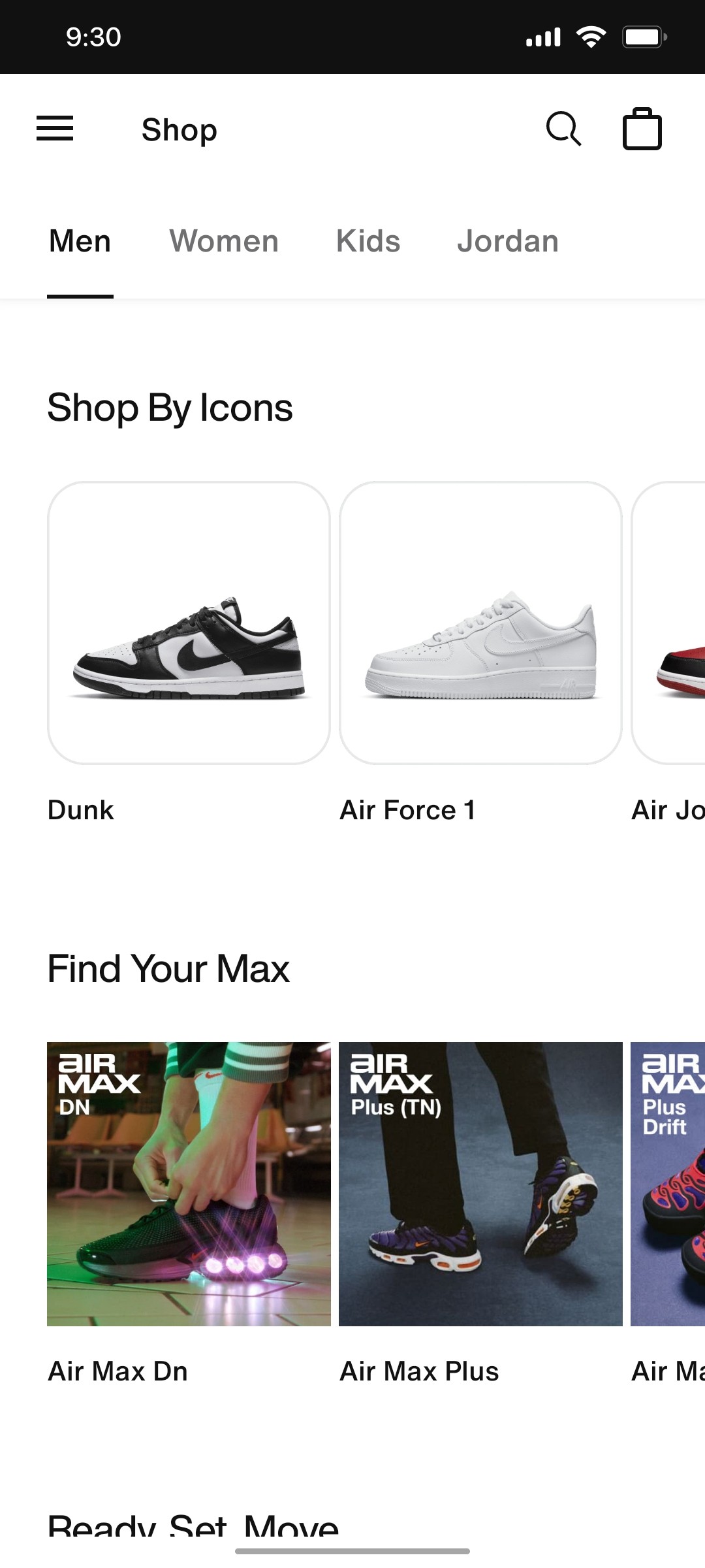 Nike App Men Shop Screen