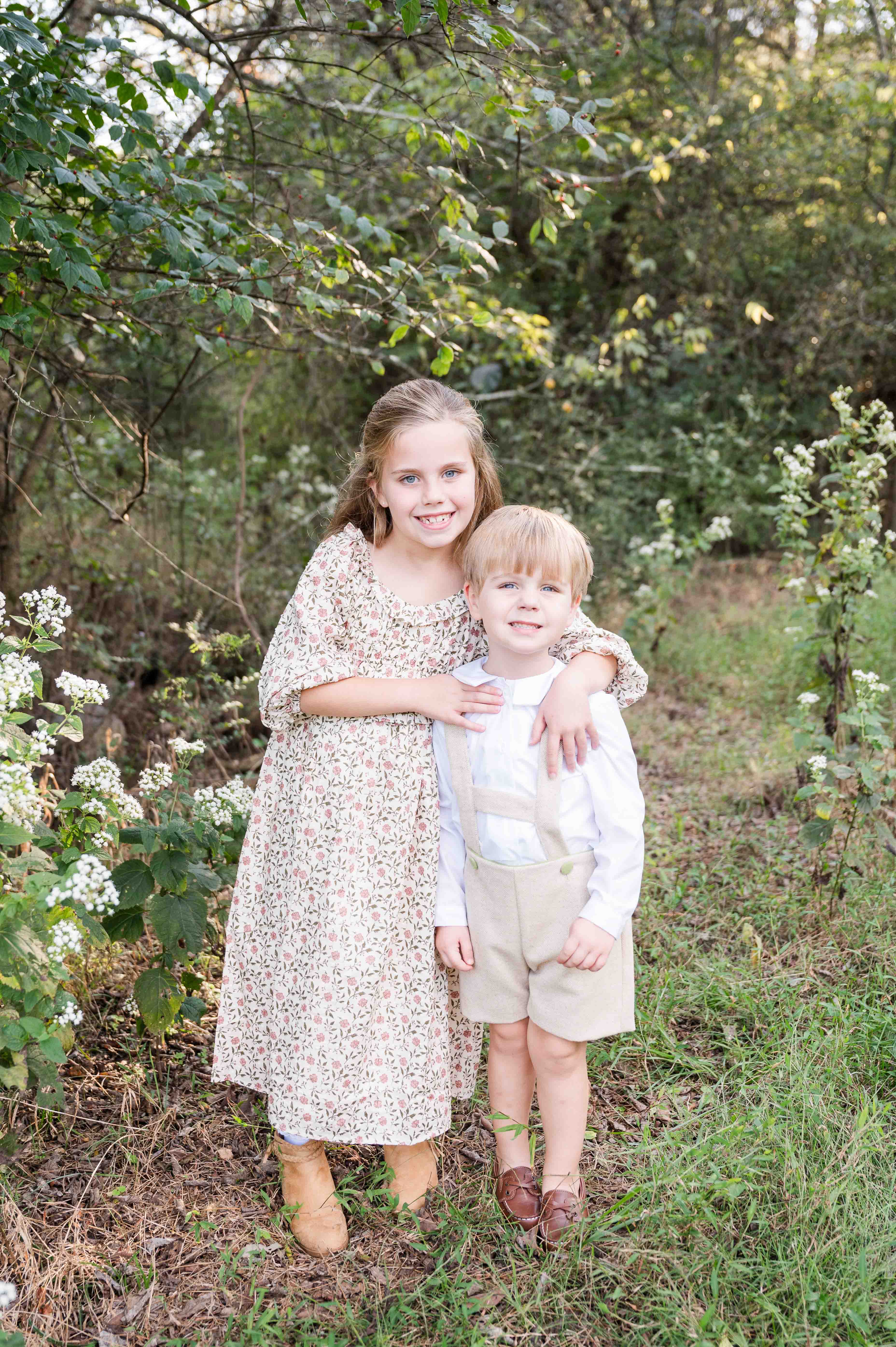 Portrait of kids in wildflowers at Smith Park in Brentwood Tennessee