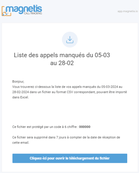 Exemple appels manqués