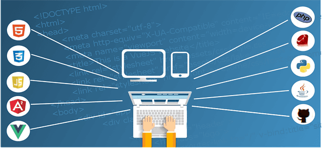 Web development illustration with resources