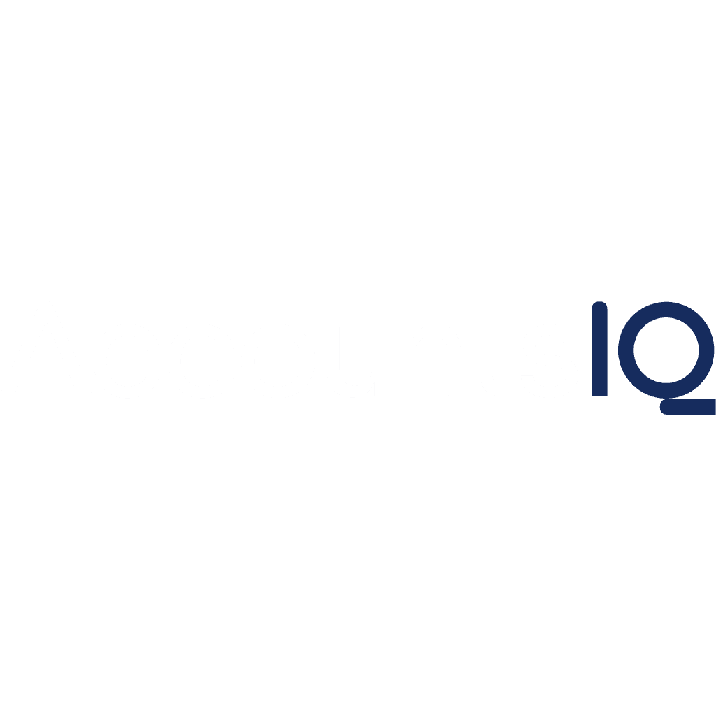 Logo of AccountsIQ in a simple design featuring the name in bold text and a modern font.