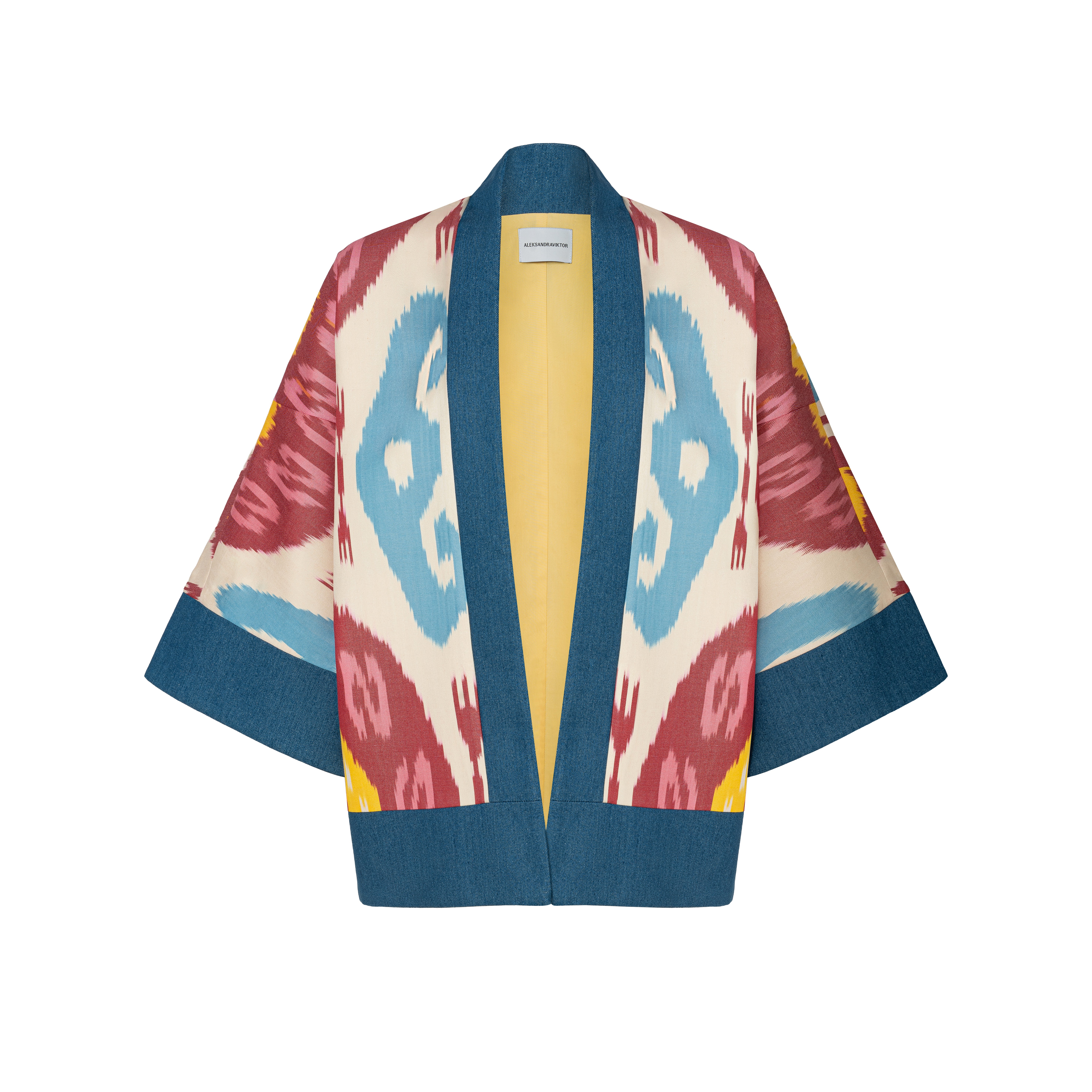 a cropped jacket with pink and red hearts