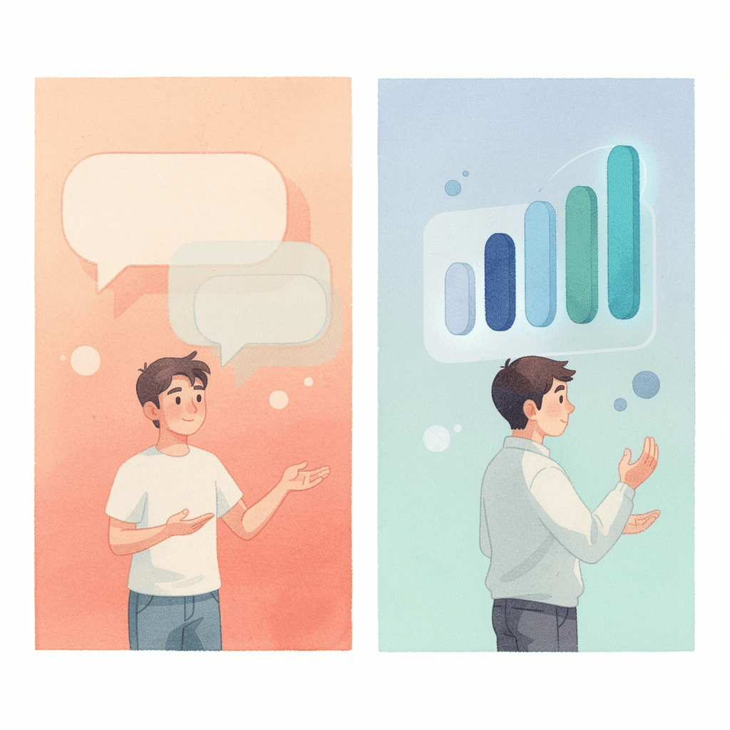 Split scene showing student forgetting vs remembering concepts