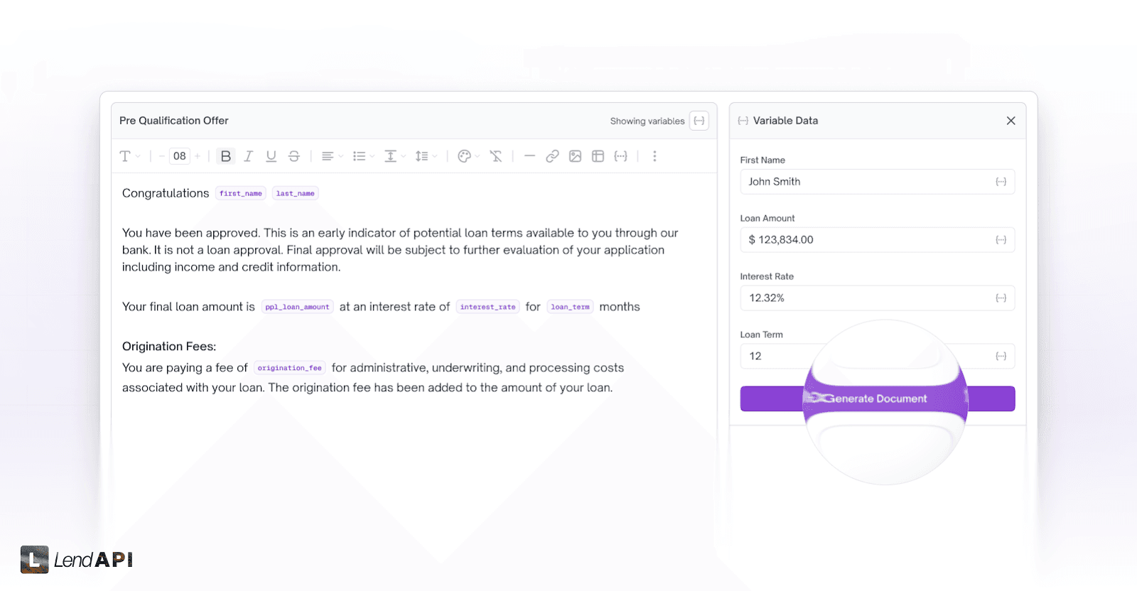LendAPI v3.0.9 - Contract Generation