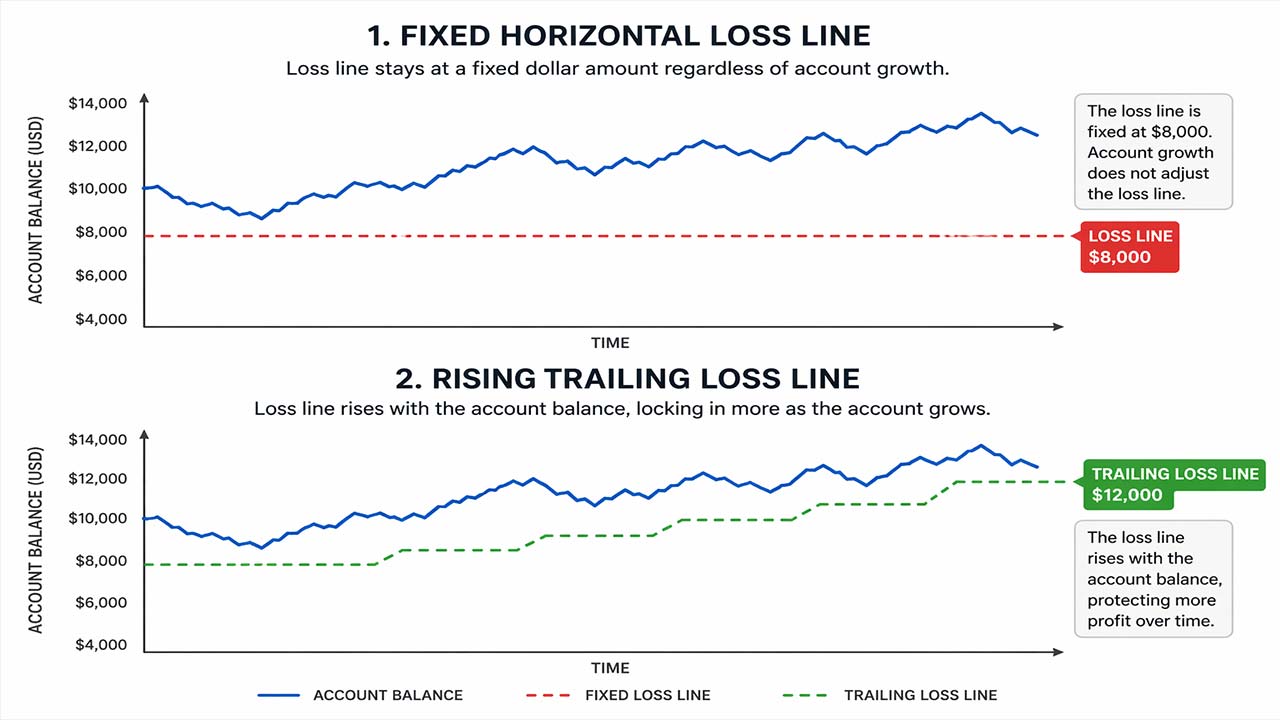 Fixed vs trailing max overall loss