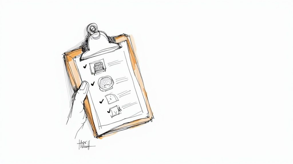 A small dog sits patiently in a soft-sided travel carrier, ready for a flight.