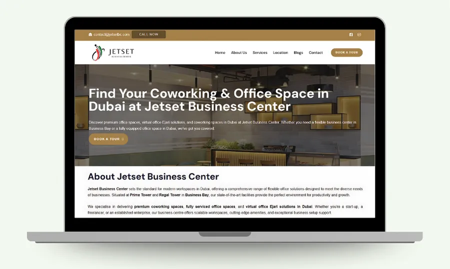 Coworking and office rental website design with commercial property marketing solutions