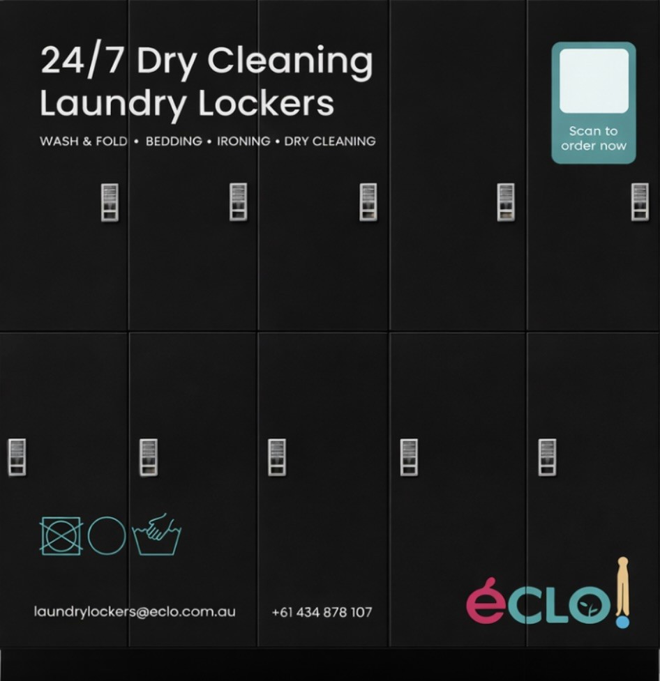 Eclo smart laundry locker unit for contactless dry cleaning drop-off