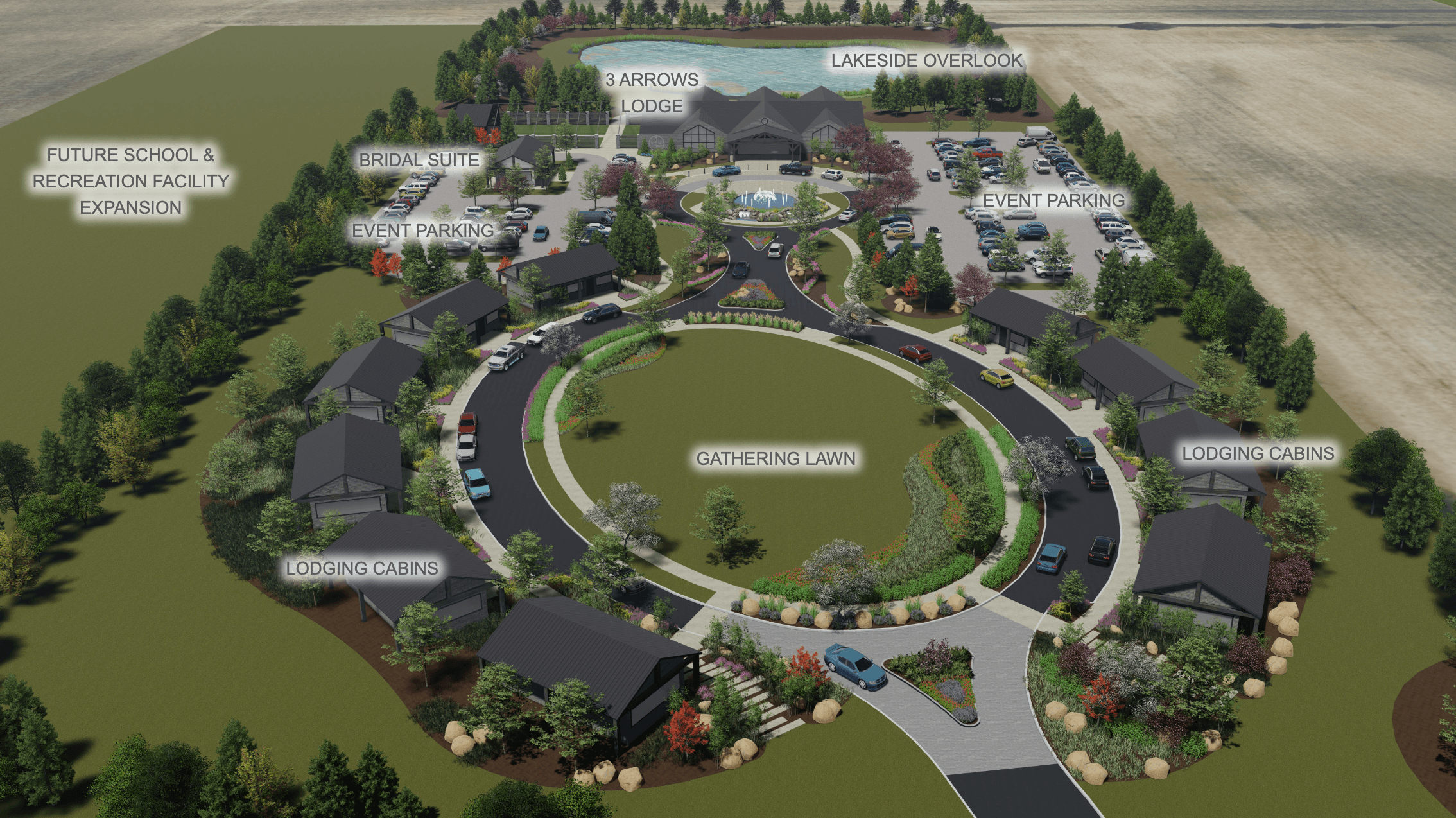 aerial photography plaza with trees and buildings