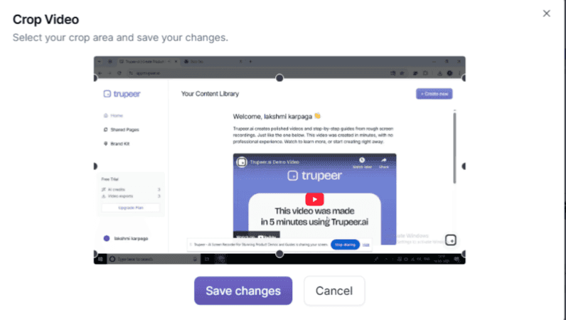 Crop the area that is unnecessary and save changes to make your demo videos more polished