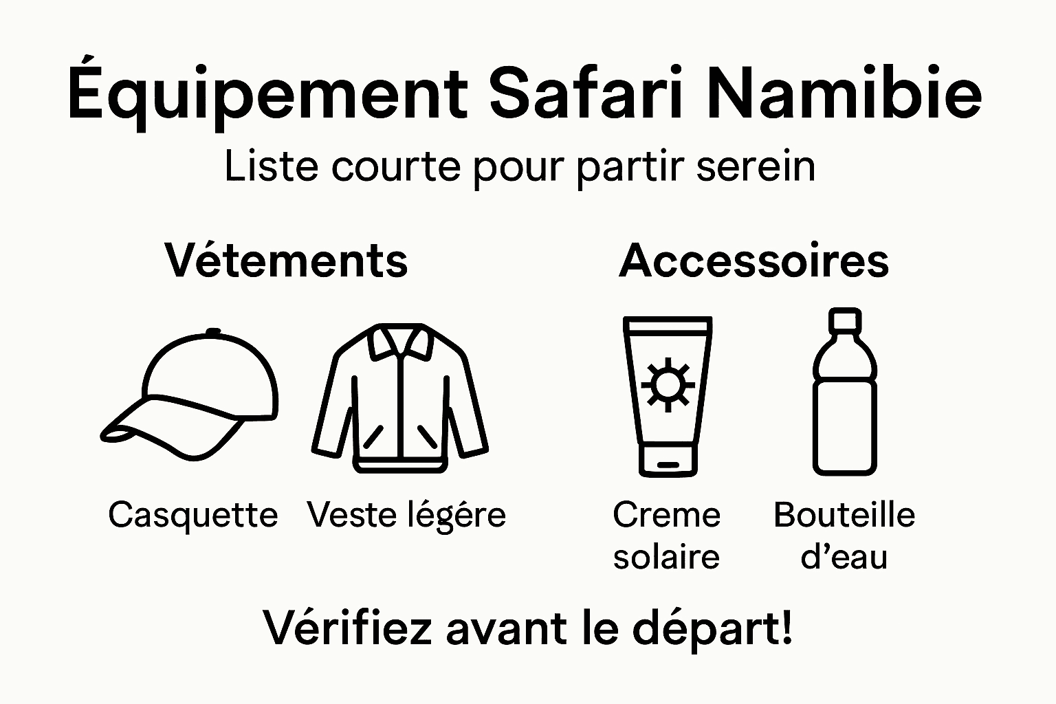 L’essentiel à emporter pour un safari en Namibie : notre infographie pratique