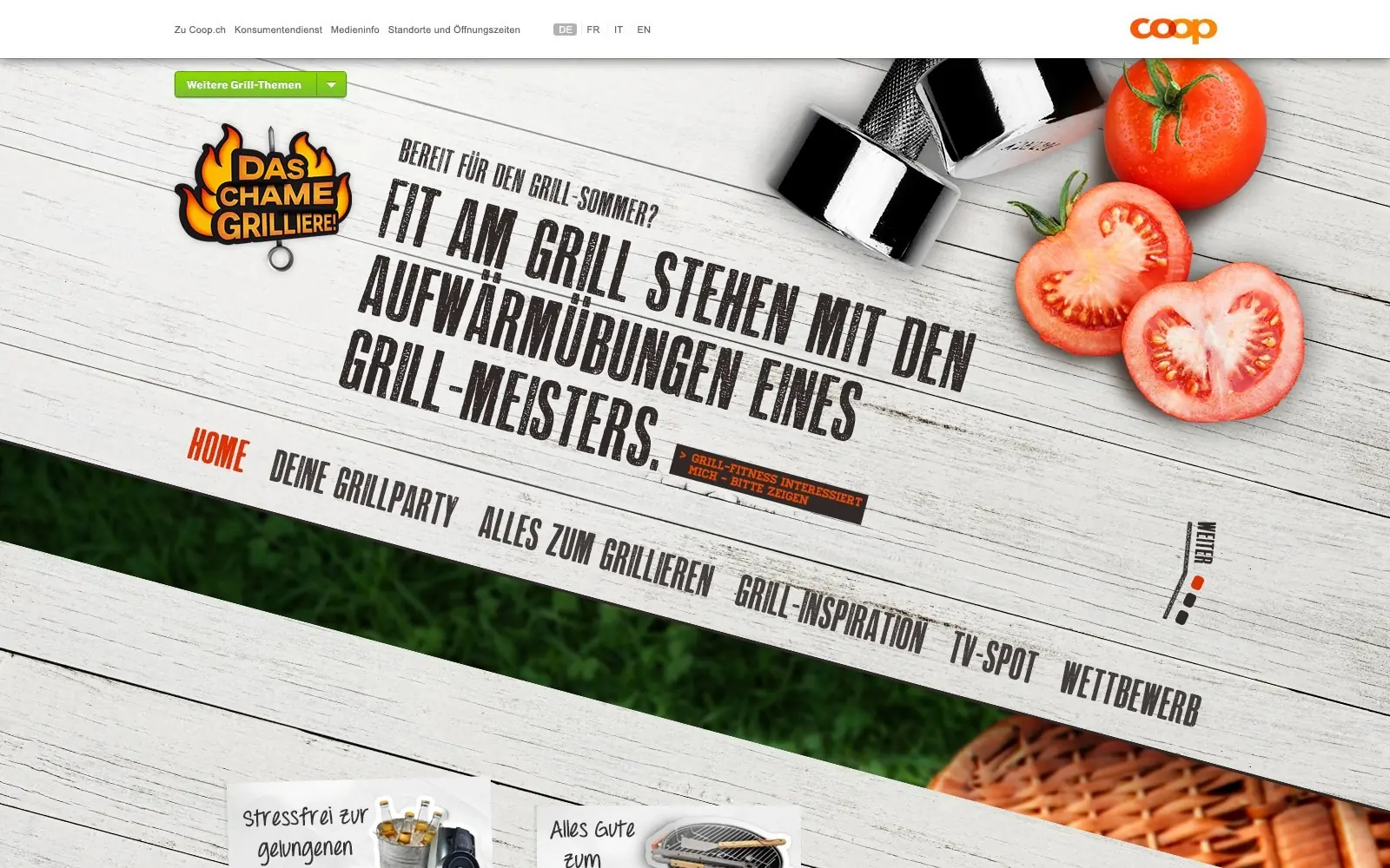 Coop, «Das chame grilliere» – Microsite, Screendesign, für Goldbach Interactive, Zürich, 2013