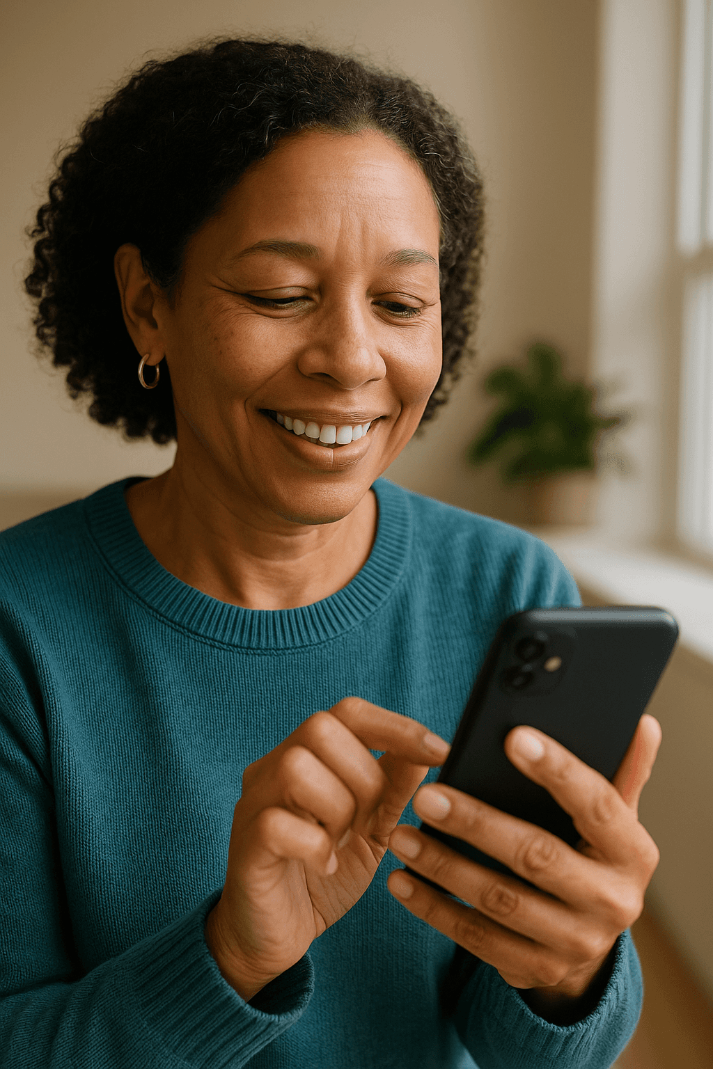 Old woman laughing with her doctor