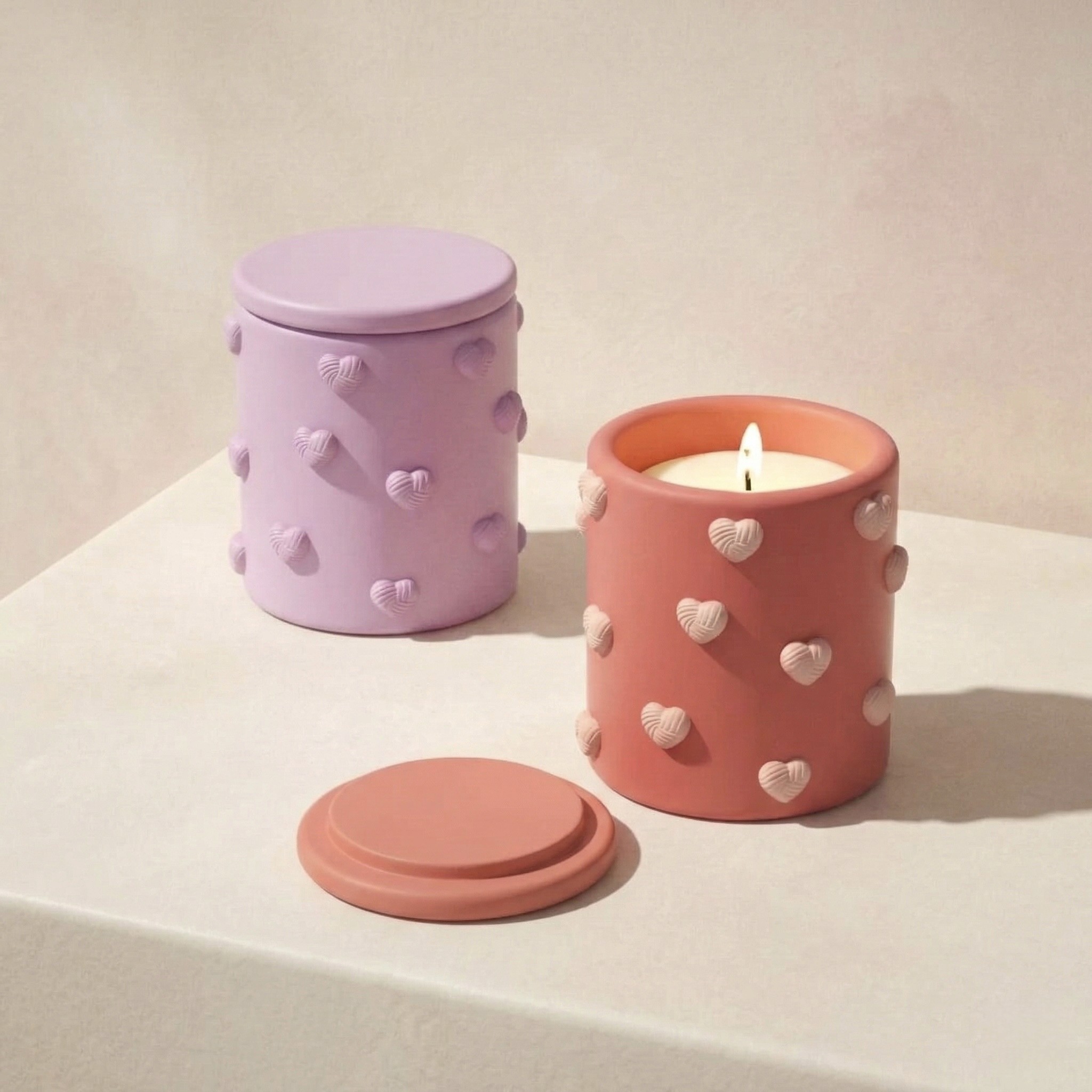 cement heart candles