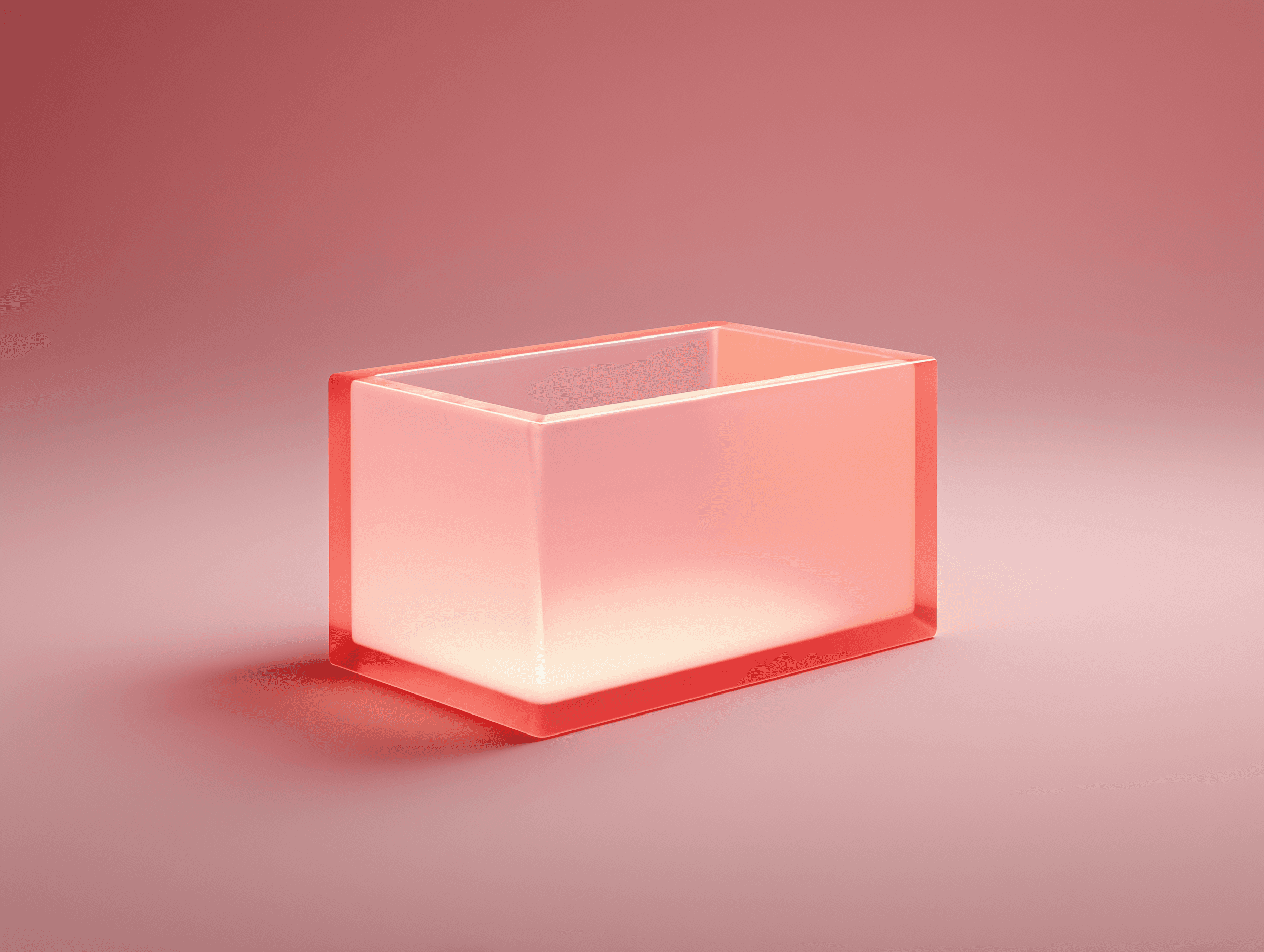 Cube with translucent layers in coral-pink