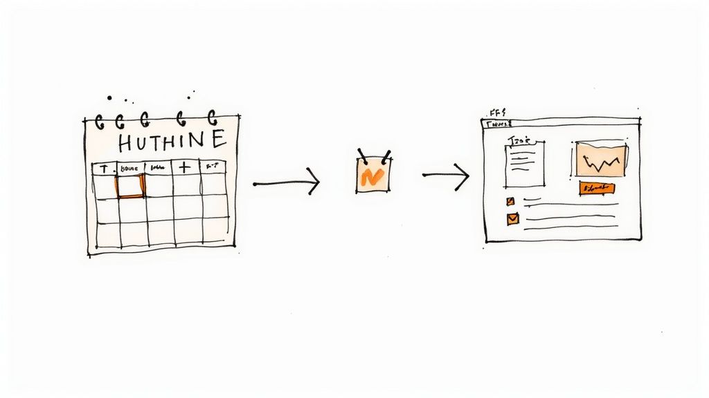 A person pointing at a large dashboard with charts and graphs, indicating progress and measurement.
