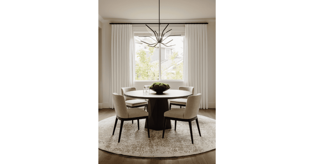 We're excited to share details from The Norkirk House: Dining Room — one of our favorite interior design + professional organizing projects in Kirkland, Washington. This elegant space serves as the heart of the home for connection, balancing sophisticated design with the practical needs of a growing family. It's a place where they can gather, share meals, and create cherished memories, embodying the comfortable and beautiful home they envisioned.