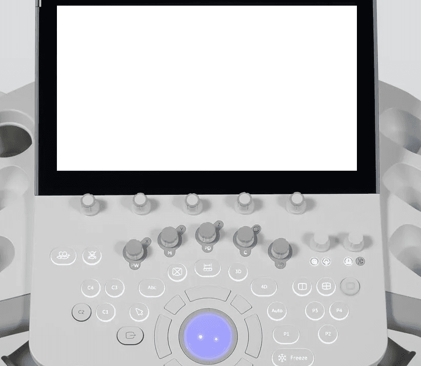 Tablero de ultrasonido con ventana en el display del equipo