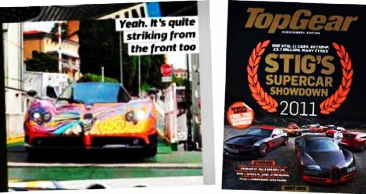 Pagani Zonda F intervenido por la artista plástica Daniela Boo firmado por su creador el diseñador Horacio Pagani, ganador del premio Compasso d'Oro MIlan en 2022.