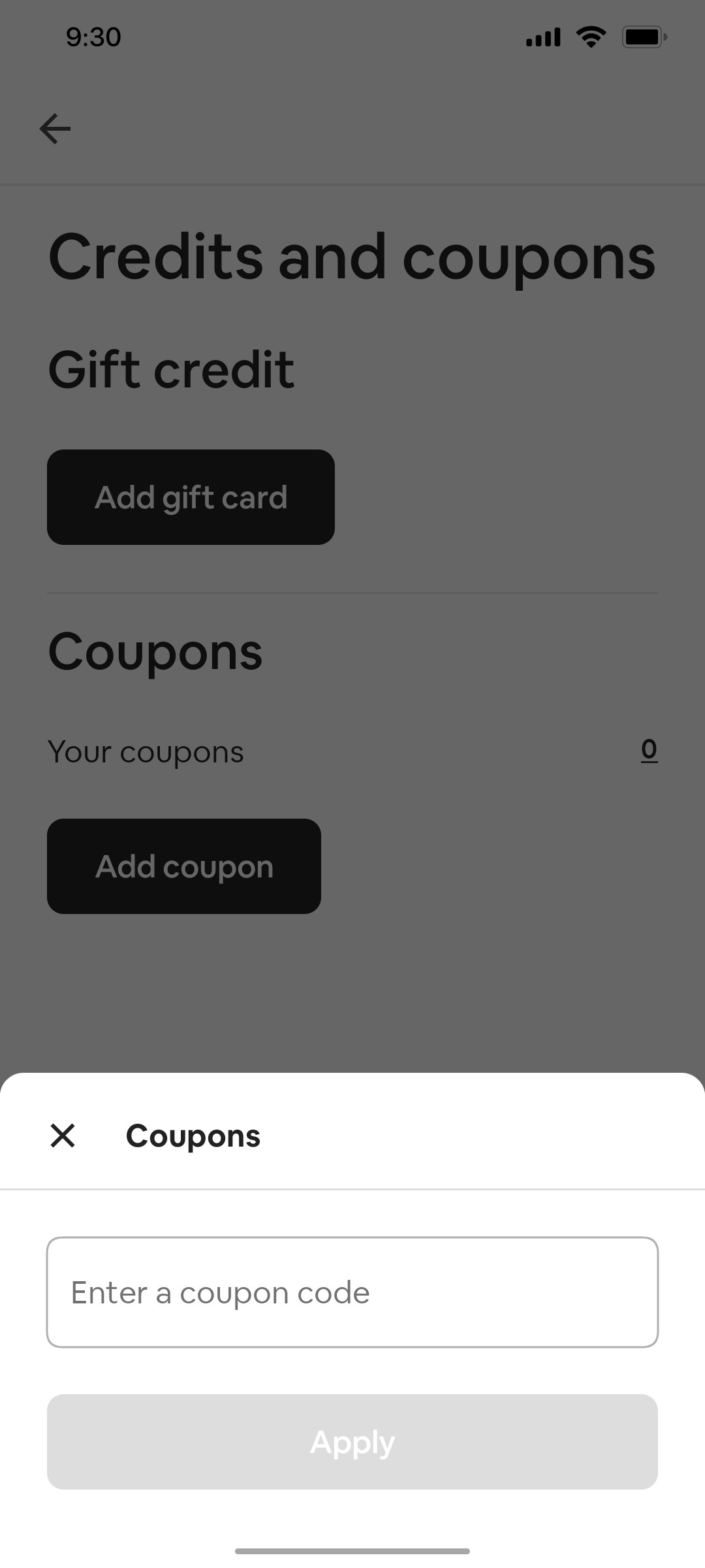 Airbnb Coupons screen