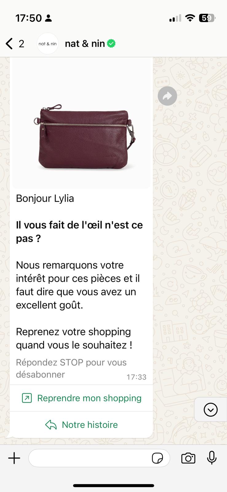 exemple de panier abandonné nat & nin