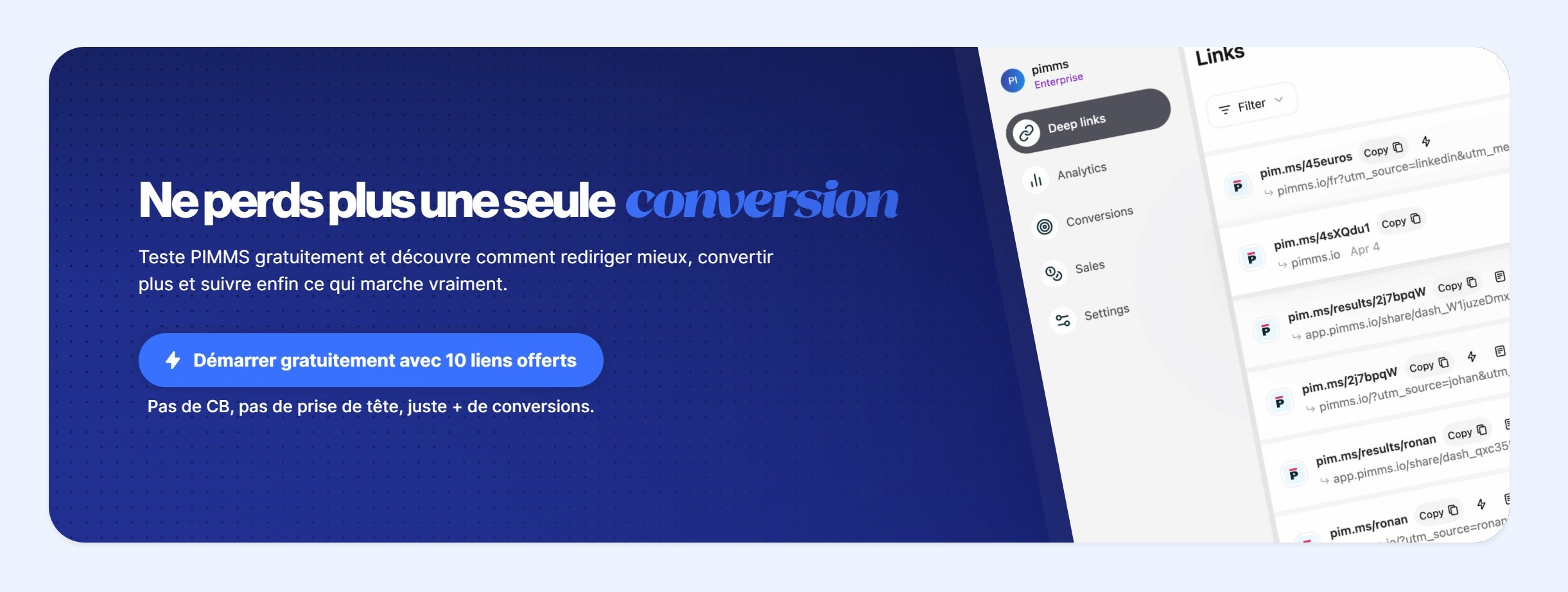 section cta landing page pimms