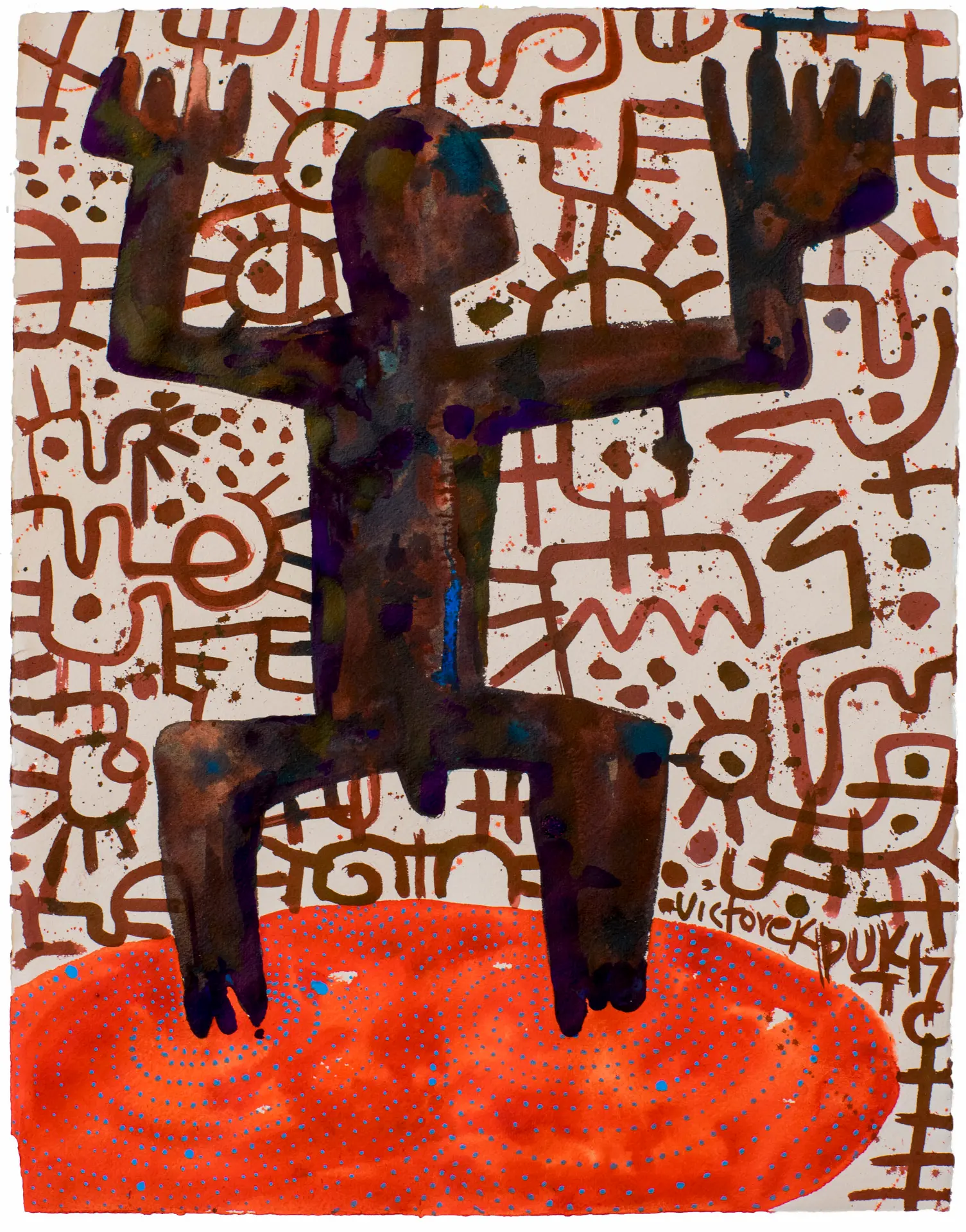 Siege 2, Can’t Stand, Can’t Kneel, Can’t Breath in
this Whirlpool, c.2017
Ink handmade paper.
Size: 22” x 30”