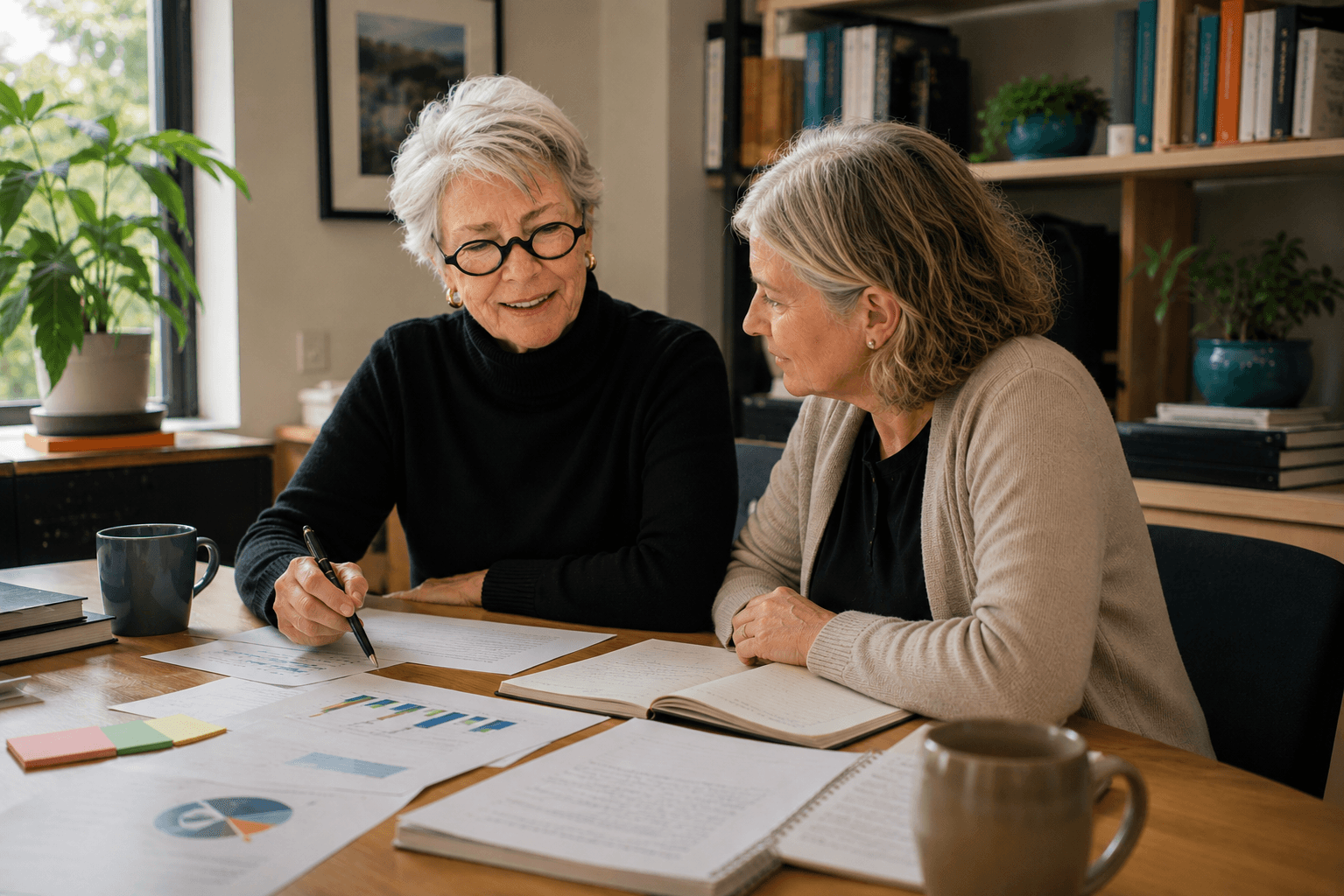 A consultant brainstorming with a manager