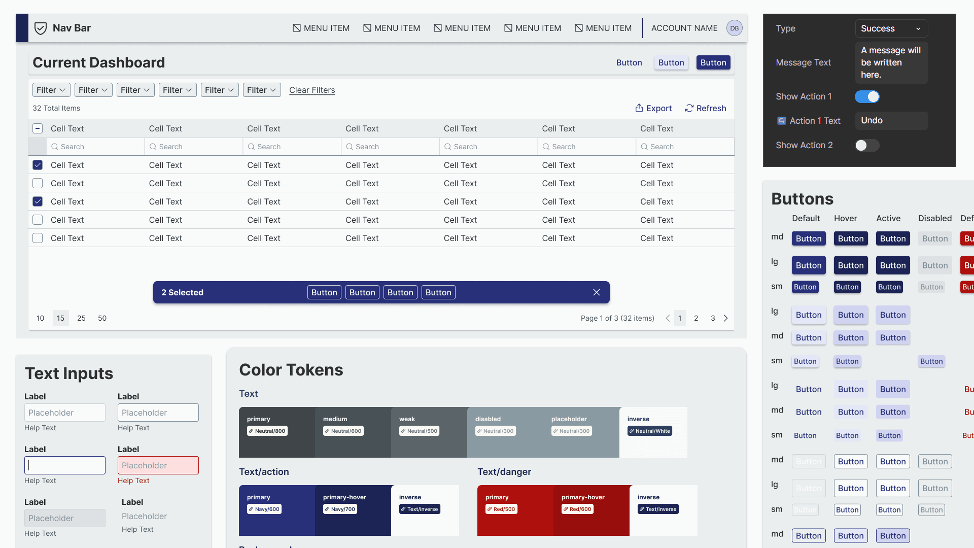 Showcase of Design System components