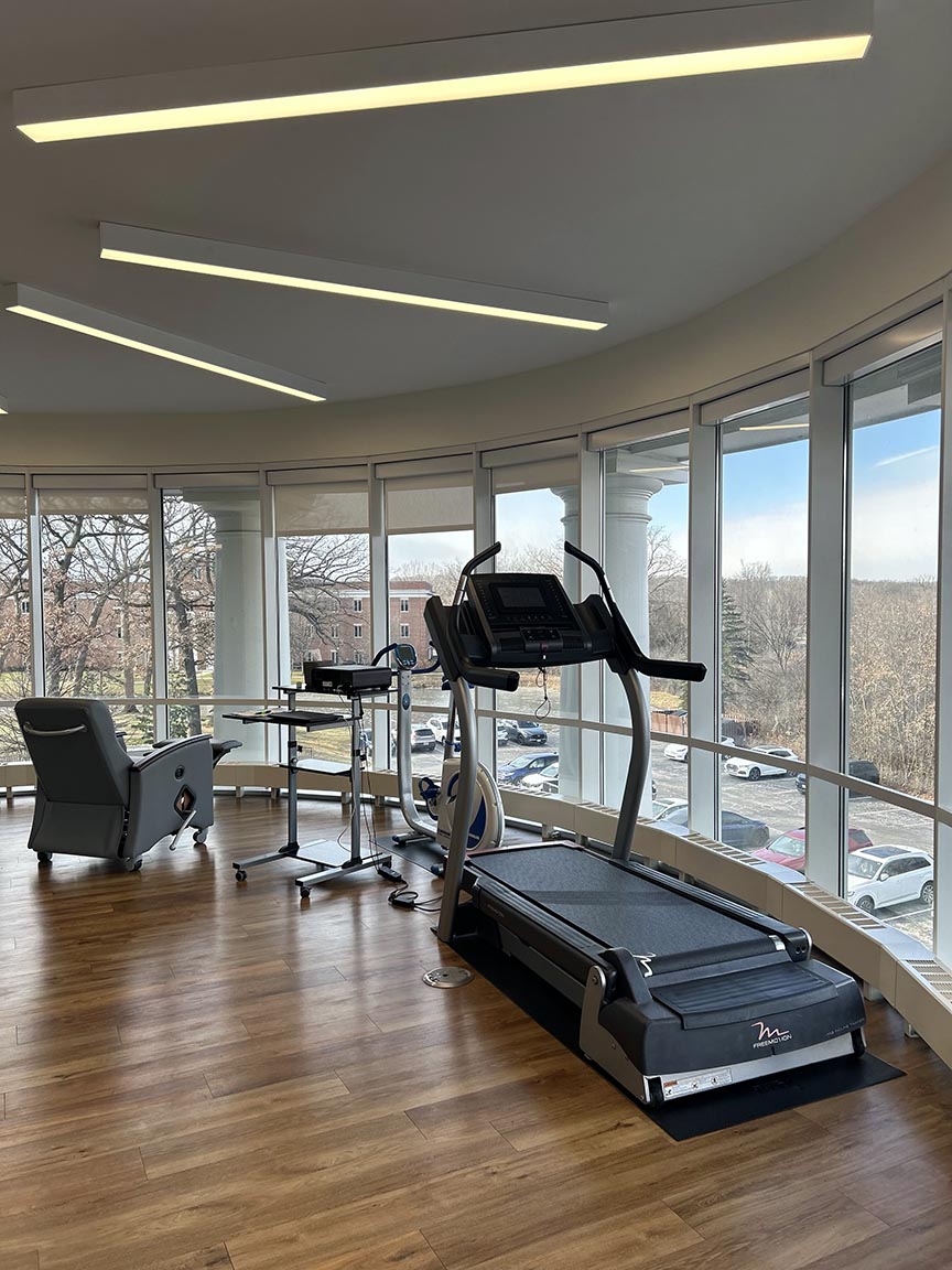 Treadmill and testing suite used for VO₂ Max and fitness performance assessments at Harper Health.