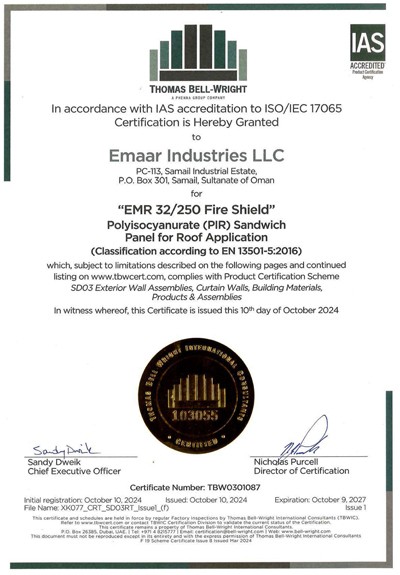 Emaar Industries Thomas BELL-WRIGHT Certificate