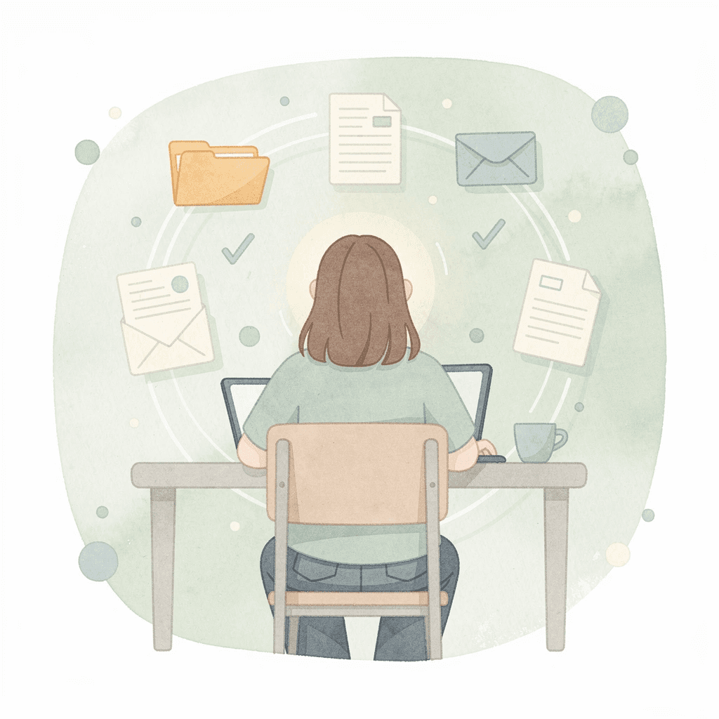 Person at desk overwhelmed by manual data scraping tasks