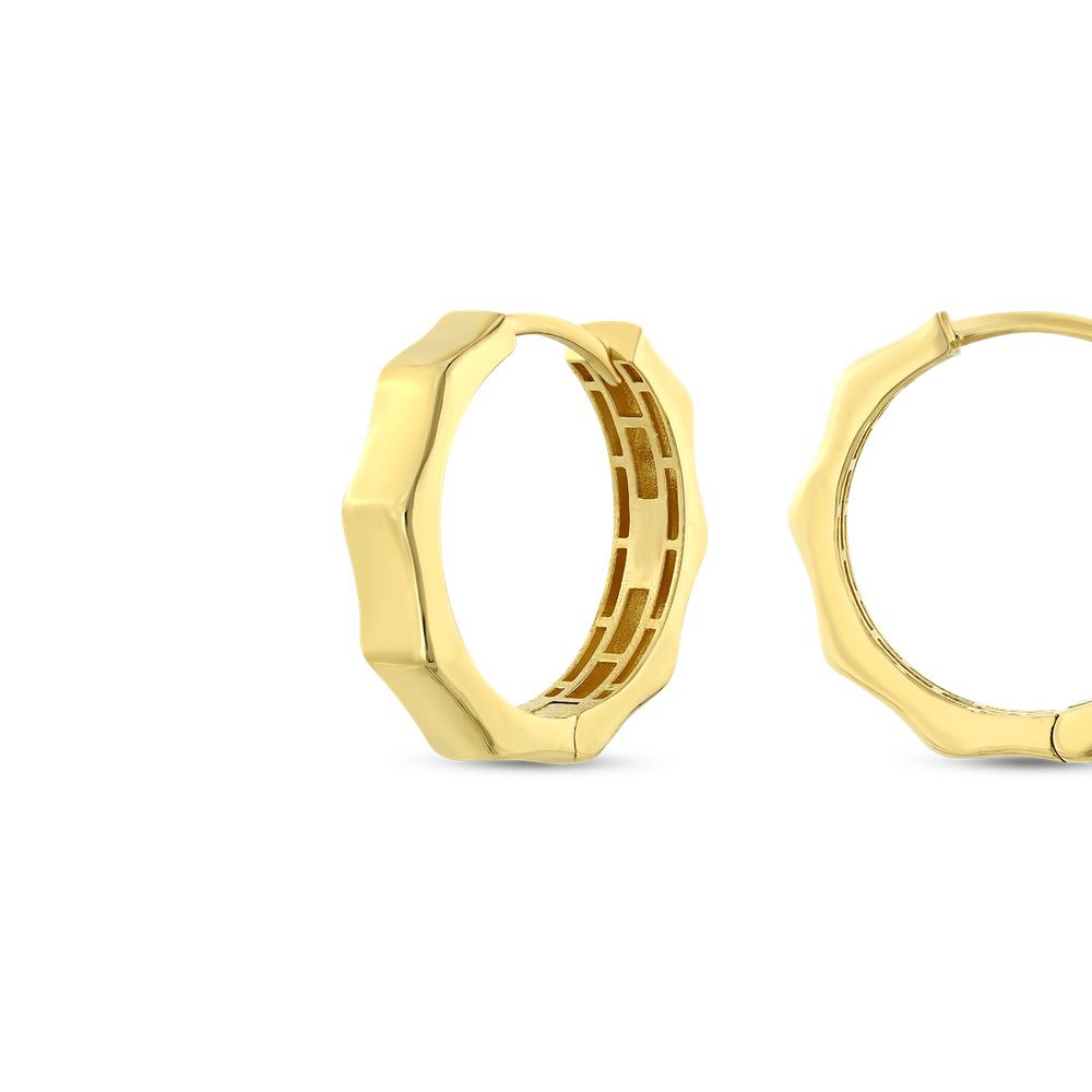 Assos 14 Ayar Altın Geometrik Tasarım Şık Halka Küpe