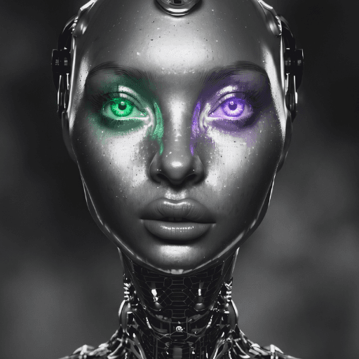 Hybrid Agent Glowing Green and Voilet Eyes